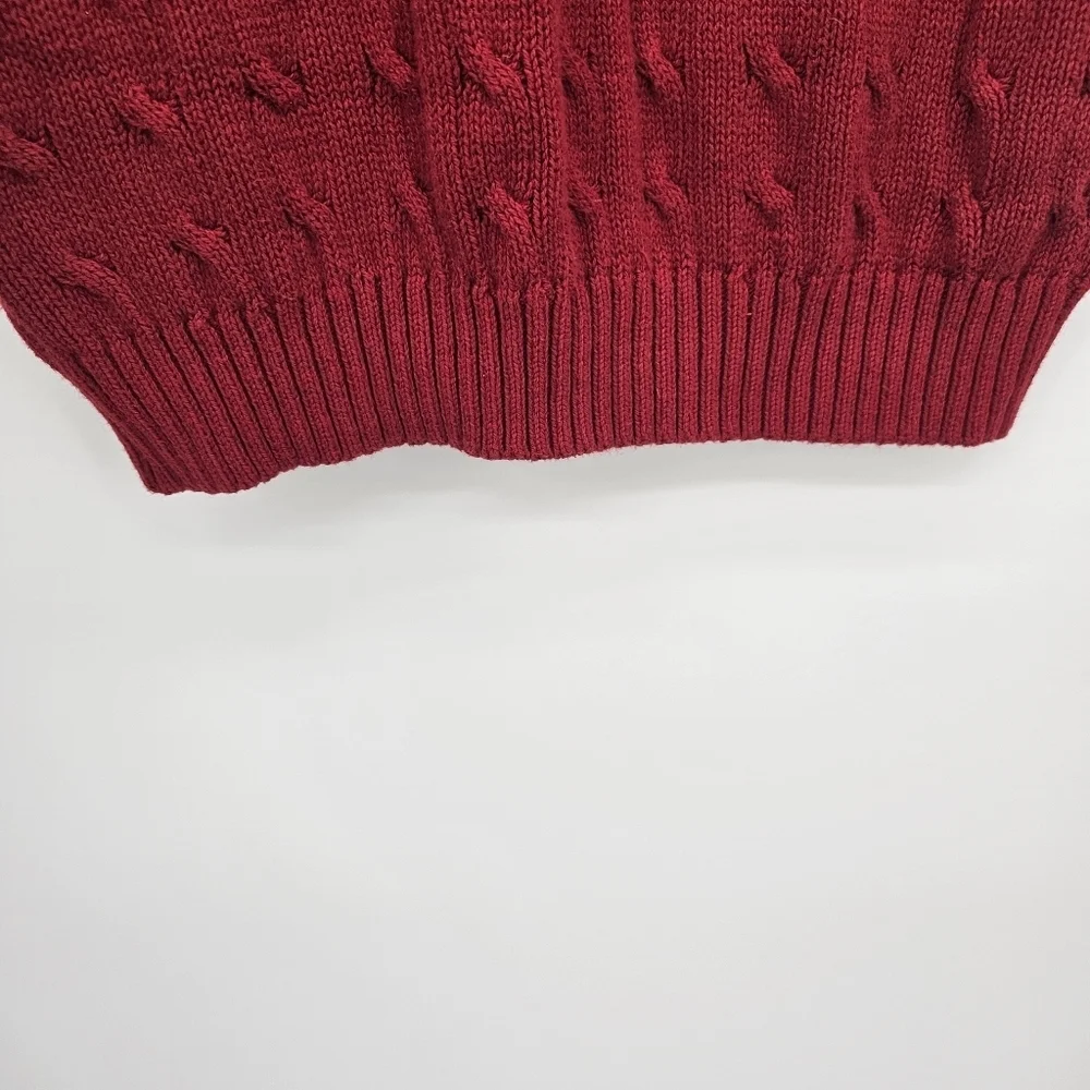 Polo Ralph Lauren Pima Cotton Red Cable Knit Pullover VNeck Sweater Vest Mens XL